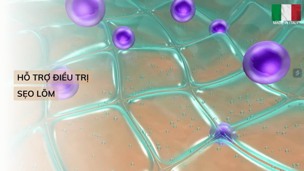 Hình minh họa so sánh các yếu tố điều trị của Karisma với hiệu quả của Nucleofill trong việc kích hoạt tái tạo da, giúp tăng cường sự đồng bộ trong quá trình điều trị da.